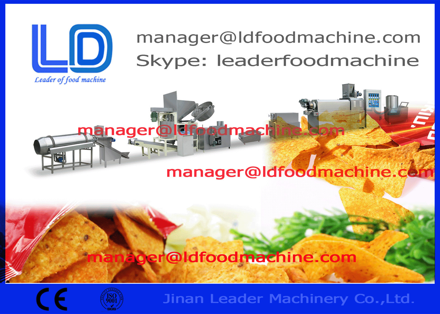 Fried Plac Doritos Corn Chips Making Machine, 220kg / h ekstrudowany Przekąski Machinery