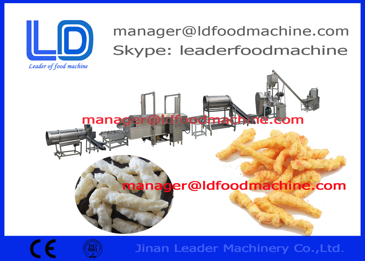 Cheetos / Niknak / Kurkure Making Machine, stal nierdzewna Cheetos maszyny 125 kg / h 230 kg / h