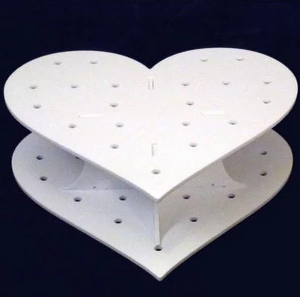 Kształt serca dwukrotnie akrylowa Wedding Cake podstawy / biały wyświetlacz Stojaki